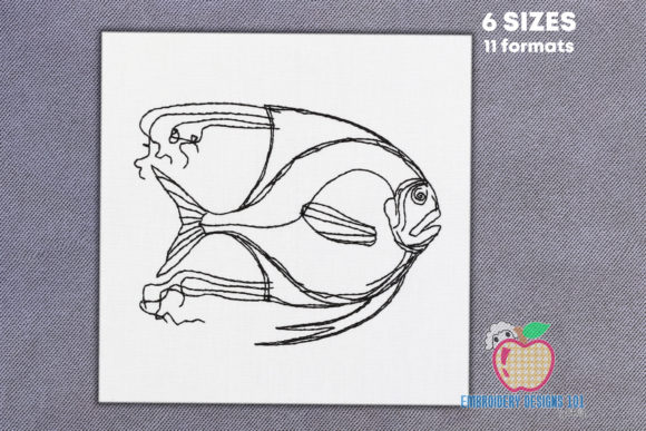 A Fish of the Sea in Outline Line Art Review