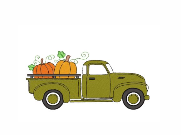 Autumn Truck Embroidery Design for Apparel