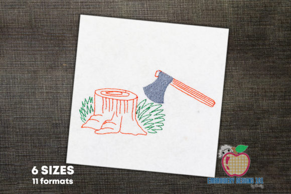 Review: Axe with Tree Stump Sketch Embroidery